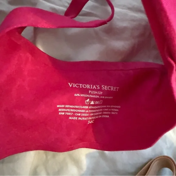 2 Victoria's Secret Push Up Bras - front clasp. Pink and beige Bras - Picture 5 of 6